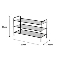 STUDIO METAL AND BLACK FABRIC SHOE SHELF SPACEO 90X35X55 CM STACKABLE - best price from Maltashopper.com BR410006353