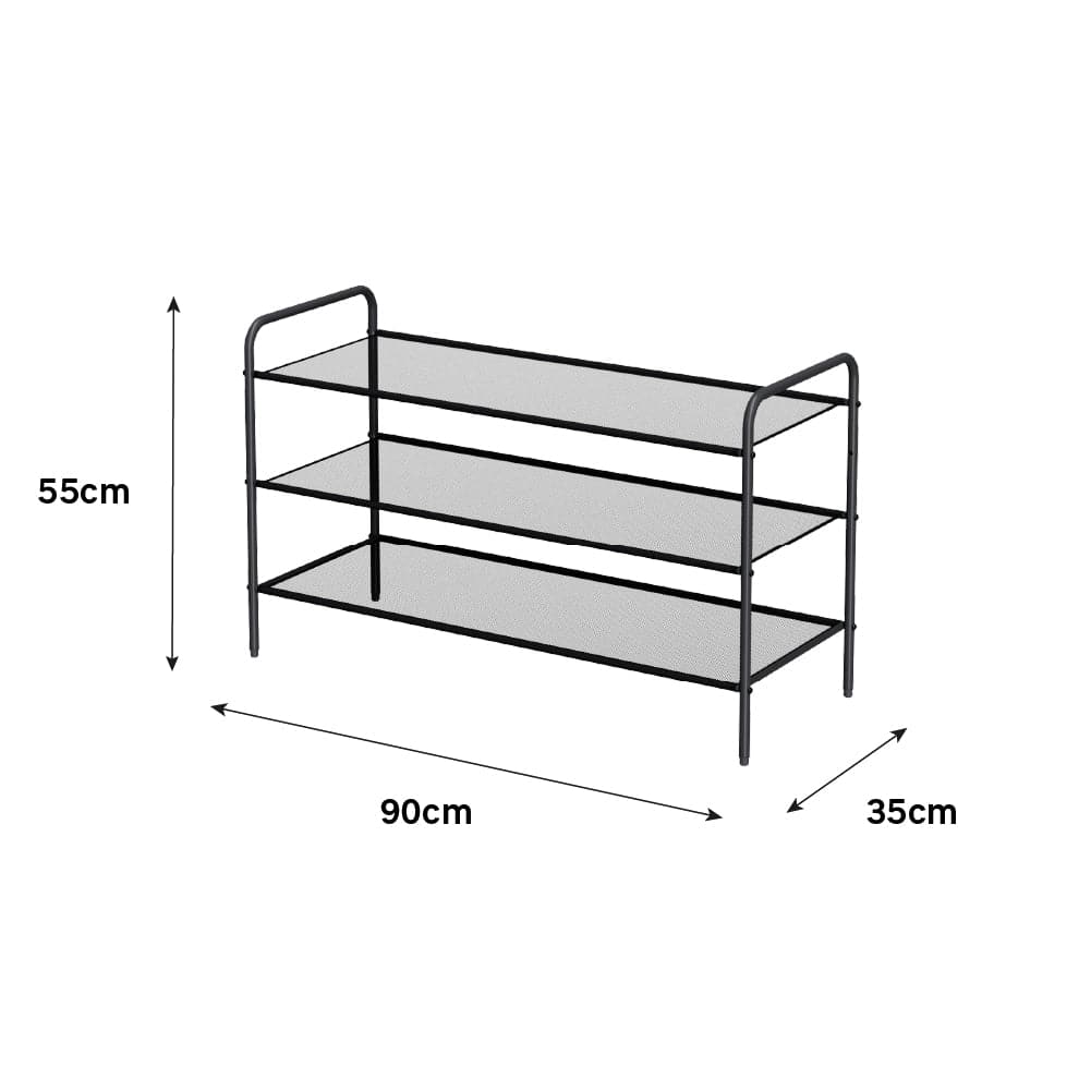 STUDIO METAL AND BLACK FABRIC SHOE SHELF SPACEO 90X35X55 CM STACKABLE