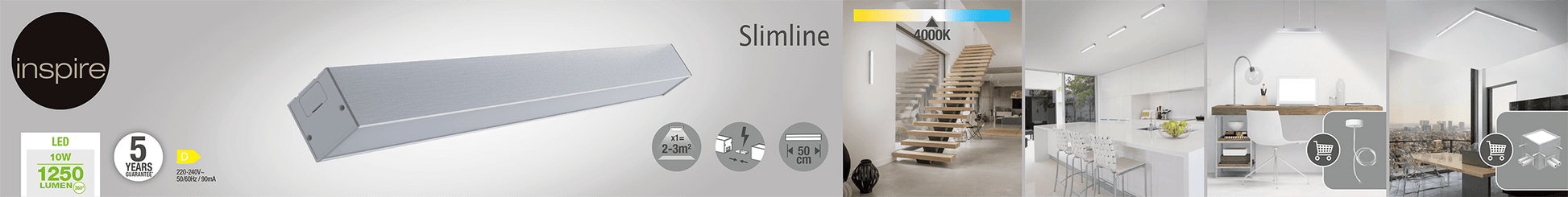 Bricocenter SLIMLINE ALUMINIUM PROFILE SILVER 50 CM LED 12.5W NATURAL LIGHT