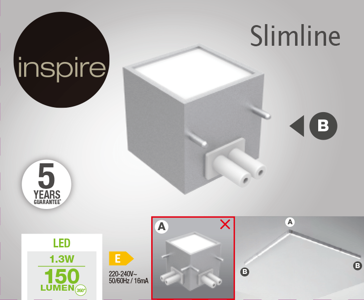 Bricocenter CORNER CONNECTOR FOR SLIMLINE LED 1.3W NATURAL LIGHT