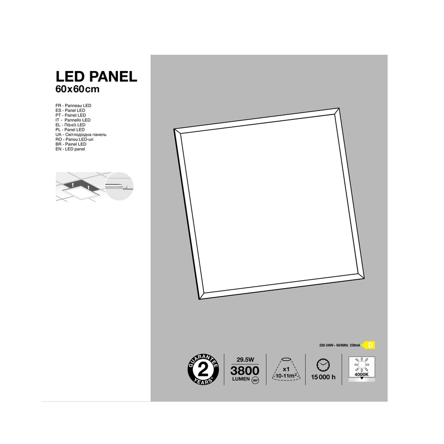 Bricocenter LED PANEL METAL WHITE 60X60 CM 29.5W NATURAL LIGHT