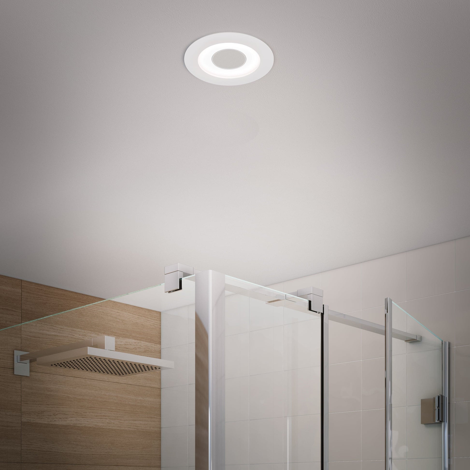Bricocenter RECESSED SPOTLIGHT MUSIC WHITE D14 CM LED 8W NATURAL LIGHT IP44 WITH SPEAKER