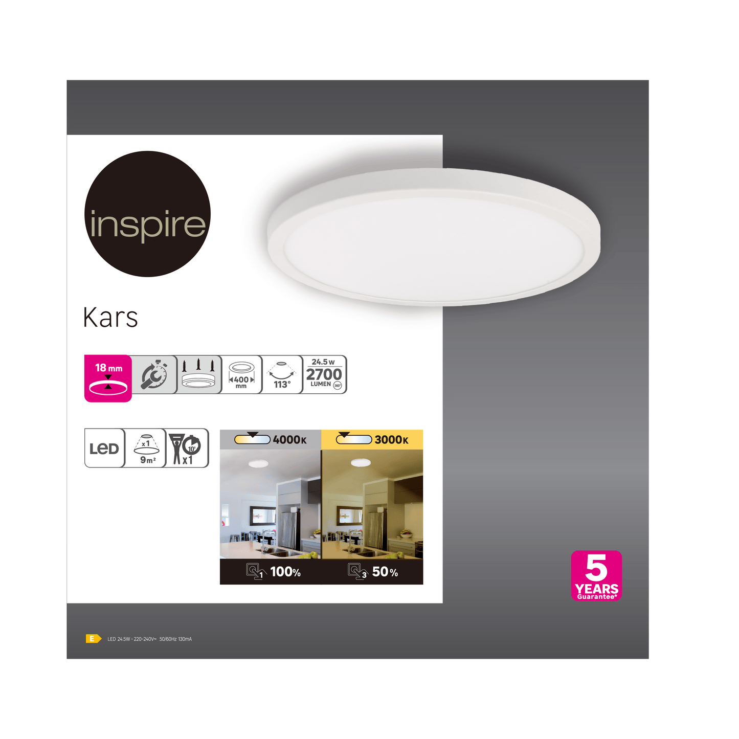 Bricocenter KARS CEILING LIGHT PLASTIC WHITE D40 LED 25W CCT DIMMABLE