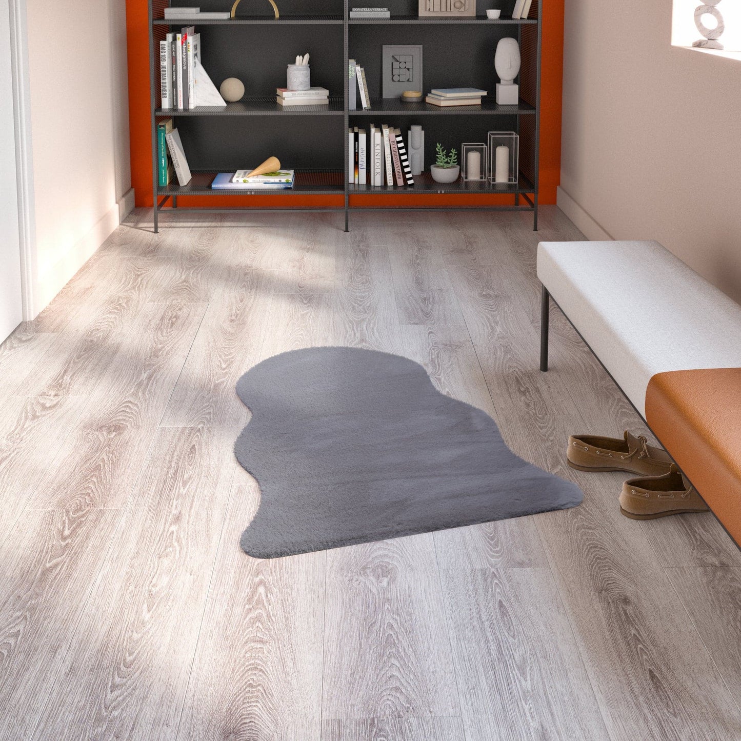 WHITE GREY GRANITE CARPET 60X90CM POLYESTER