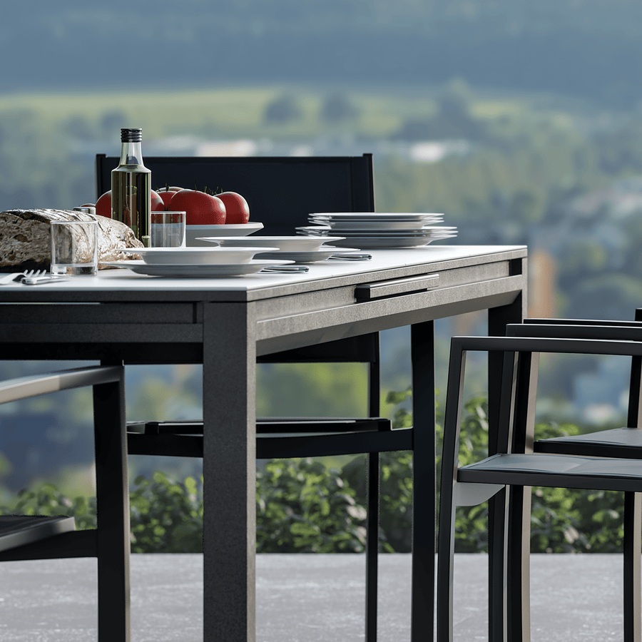Bricocenter TABLE ODYSSEA II EASY NATERIAL 256/320X100 ANTHRACITE ALUMINIUM GLASS