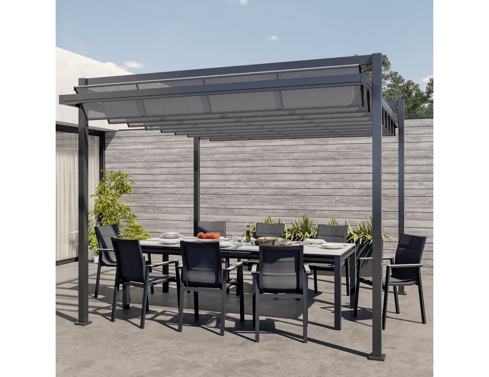 Bricocenter TABLE ODYSSEA II EASY NATERIAL 256/320X100 ANTHRACITE ALUMINIUM GLASS