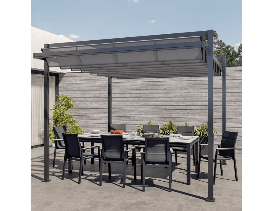 Bricocenter TABLE ODYSSEA II EASY NATERIAL 256/320X100 ANTHRACITE ALUMINIUM GLASS
