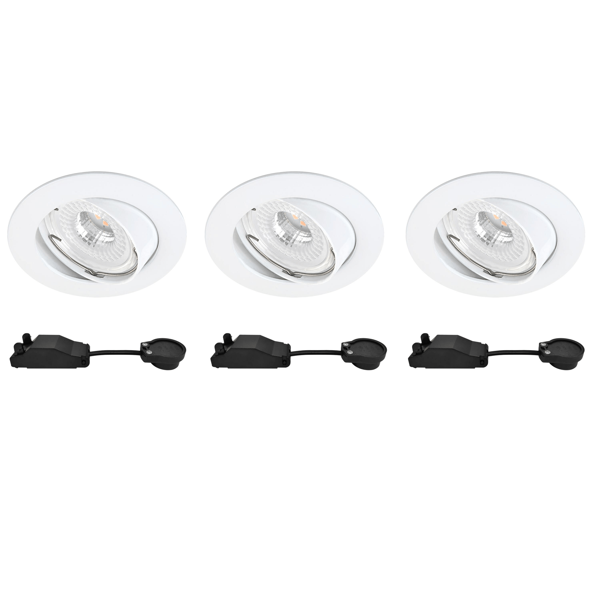 3 RECESSED SPOTLIGHTS CLANE ALUMINIUM WHITE D7.5 CM LED GU10=6W NATURAL LIGHT ADJUSTABLE