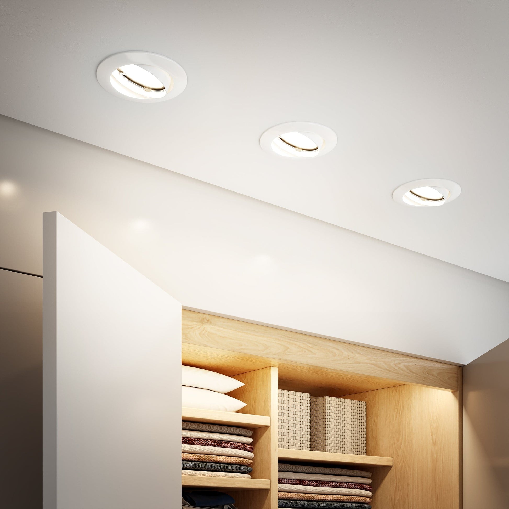 3 RECESSED SPOTLIGHTS CLANE ALUMINIUM WHITE D7.5 CM LED GU10=6W NATURAL LIGHT ADJUSTABLE