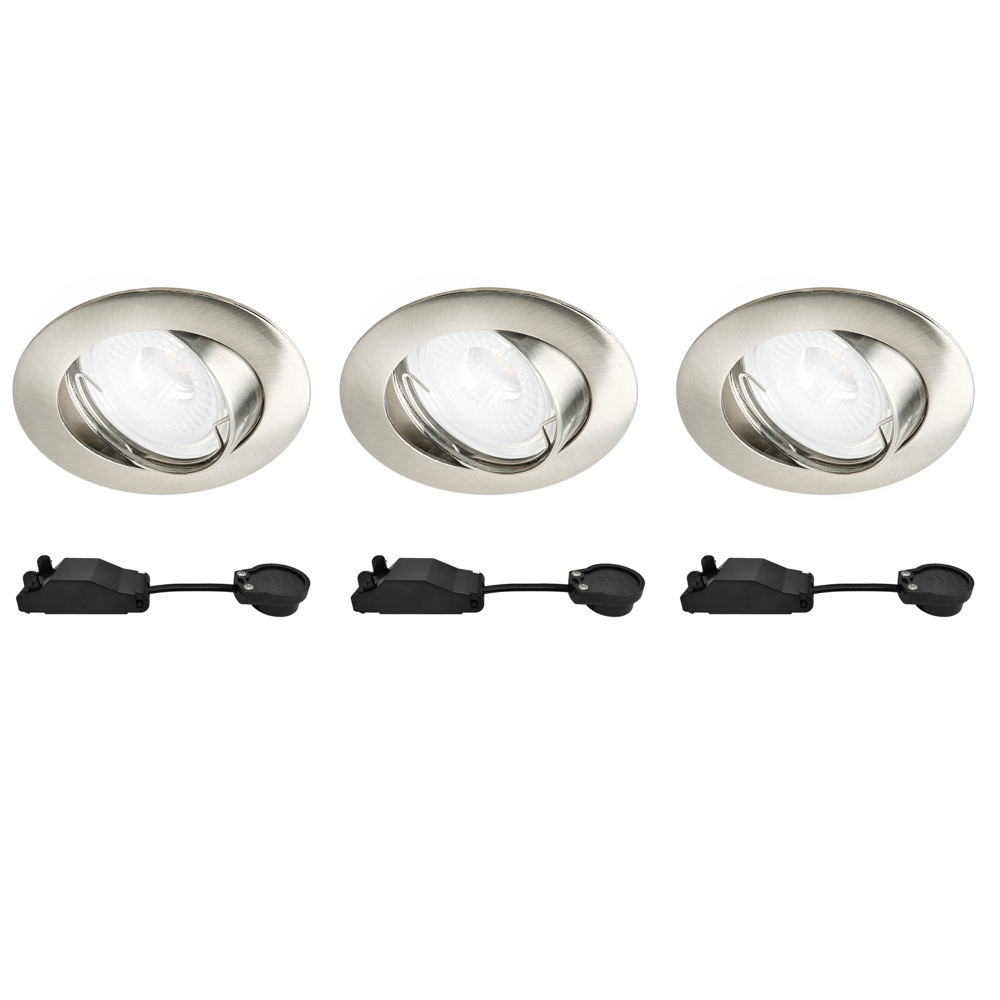 Bricocenter 3 RECESSED SPOTLIGHTS CLANE ALUMINIUM NICKEL D7.5 CM LED GU10=6W NATURAL LIGHT ADJUSTABLE