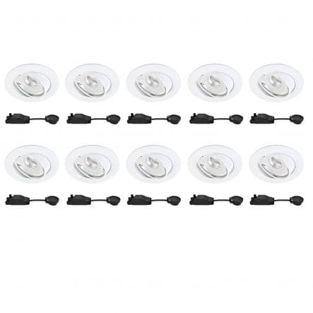 10 RECESSED SPOTLIGHTS CLANE WHITE D7.5 LED GU10 = 6W ADJUSTABLE CLADA LIGHT - best price from Maltashopper.com BR420003545