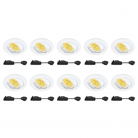 10 RECESSED SPOTLIGHTS CLANE WHITE D7.5 LED GU10 = 6W ADJUSTABLE CLADA LIGHT - best price from Maltashopper.com BR420003545