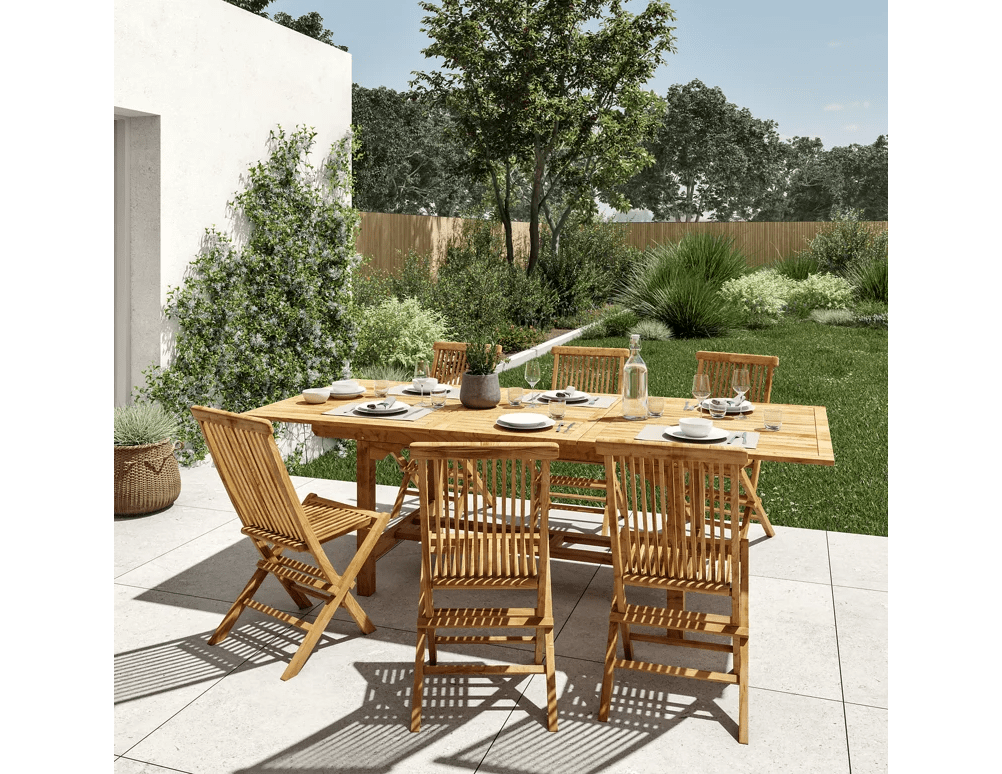 Bricocenter ANTEA ORIGAMI NATERIAL Set 2 chairs in teak 61X48X88