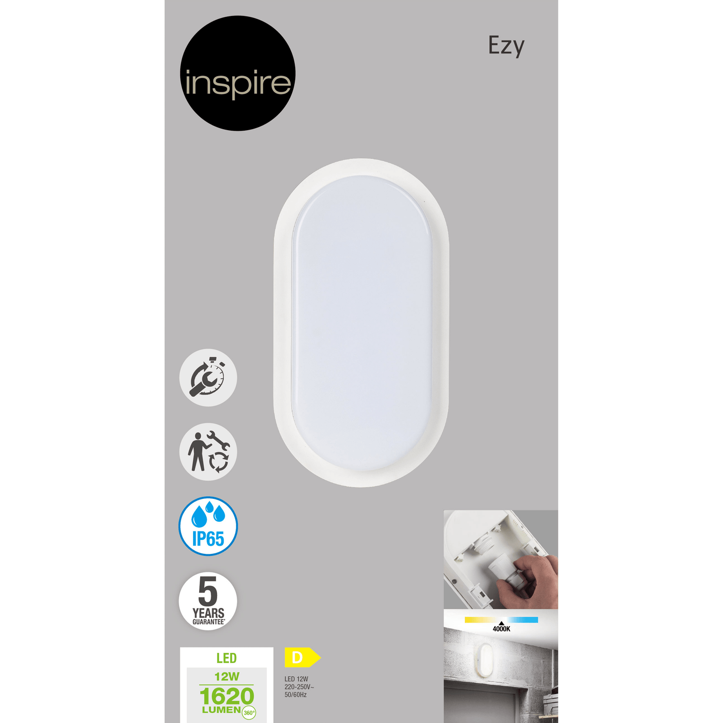 Bricocenter EZY CEILING LIGHT PLASTIC BLACK 20 CM LED 15W NATURAL LIGHT IP65