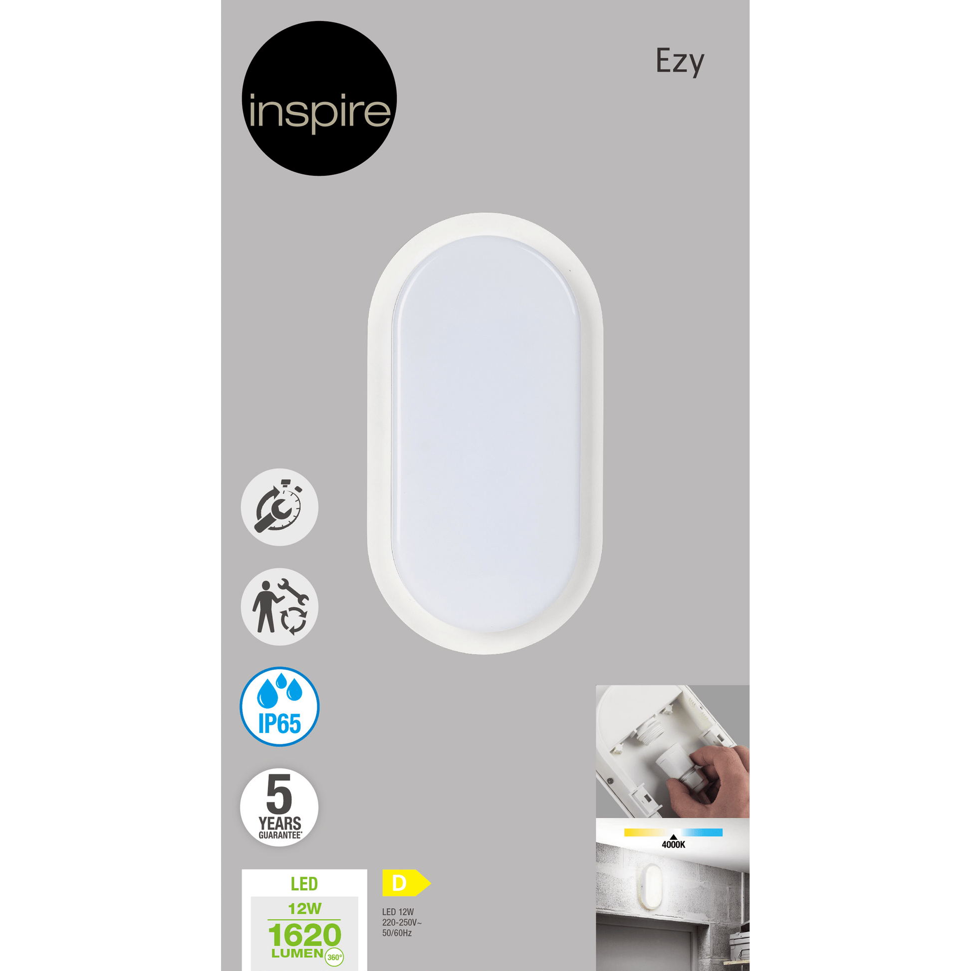 Bricocenter EZY CEILING LIGHT PLASTIC BLACK 20 CM LED 15W NATURAL LIGHT IP65