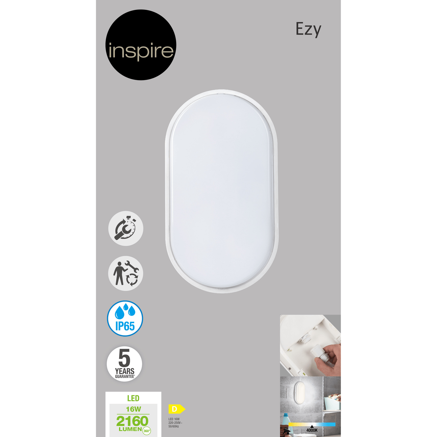 Bricocenter EZY CEILING LIGHT PLASTIC WHITE 27 CM LED 20W NATURAL LIGHT IP65