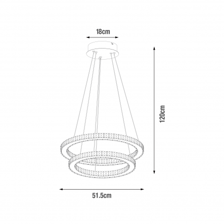 Bricocenter SHOSHONE STEEL CHANDELIER TRANSPARENT D54 LED 33W WARM LIGHT