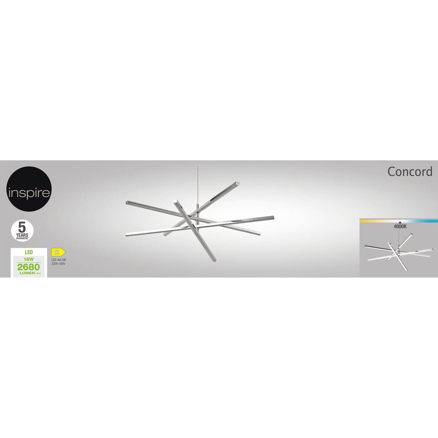 Bricocenter CHANDELIER CONCORD CHROME D60 LED 4X6W NATURAL LIGHT