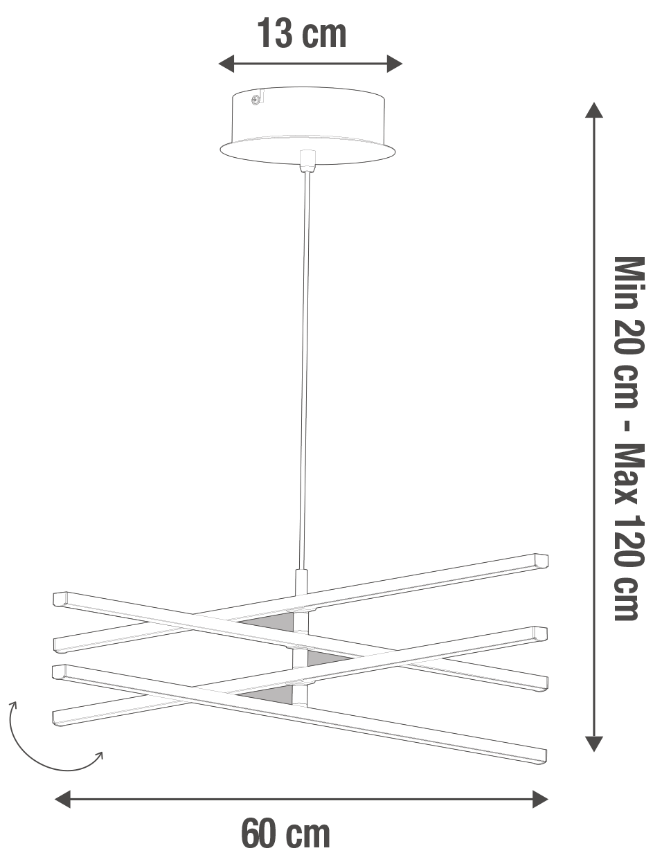 CHANDELIER CONCORD CHROME D60 LED 4X6W NATURAL LIGHT