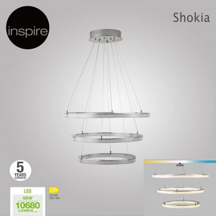 Bricocenter SHOKIA CHANDELIER METAL WHITE CHROMOD60 LED 75W WARM LIGHT