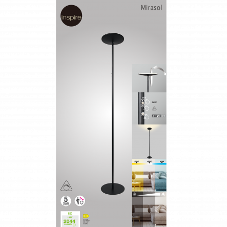 FLOOR LAMP NENUFAR METAL GREY H180 LED 18W DIMMABLE