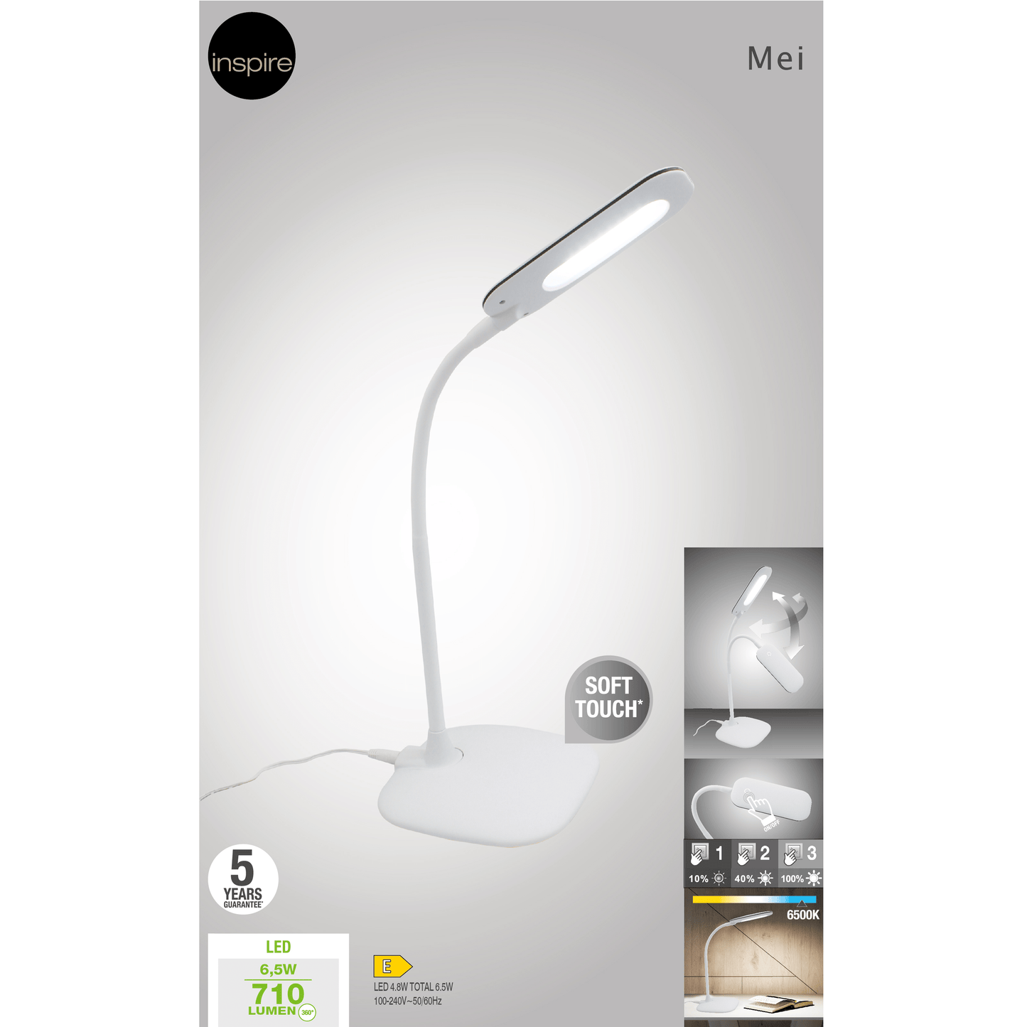 Bricocenter STUDIO LAMP MEI PLASTIC WHITE H55 LED 6,5W WARM LIGHT TOUCH