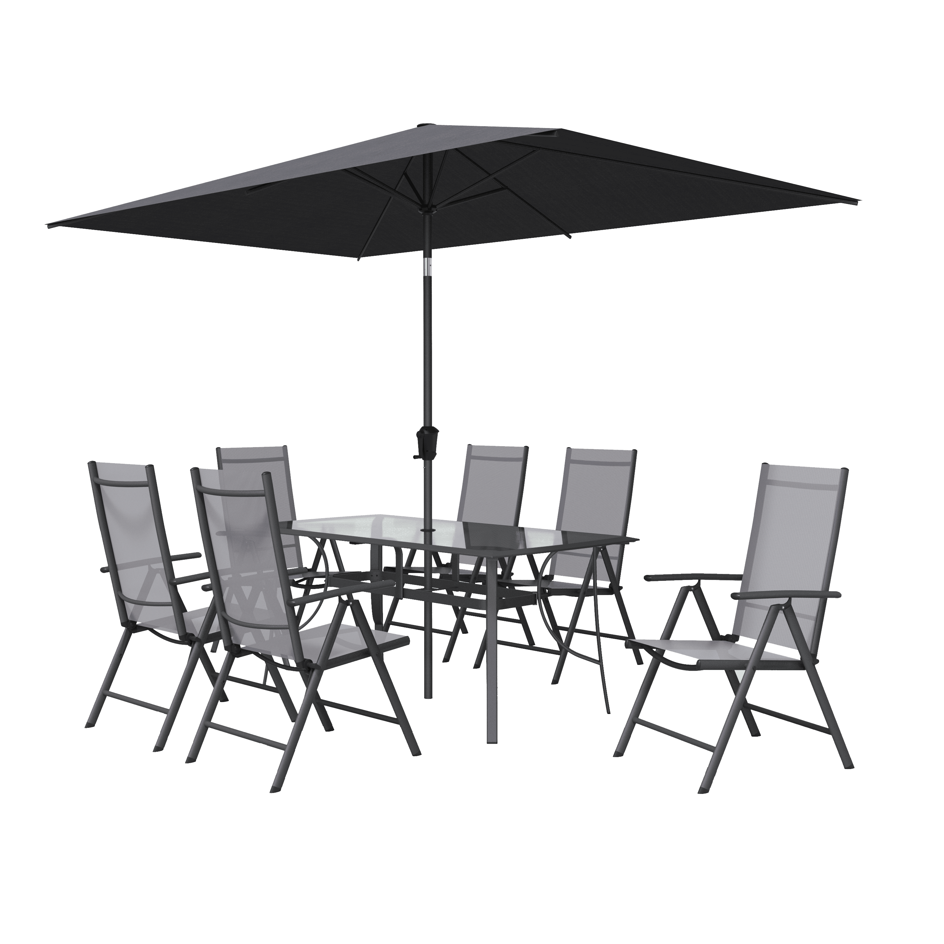 SET OVION 6 Seats naterial, table with 6 chairs and umbrella - Premium Garden Tables from Bricocenter - Just €455.99! Shop now at Maltashopper.com