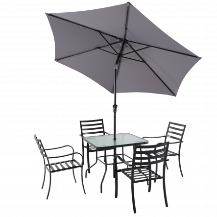 RONO NATERIAL SET 4 chairs, 1 table and umbrella in anthracite steel - best price from Maltashopper.com BR500013600