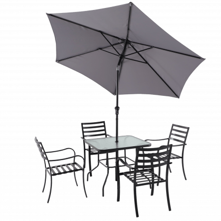 Bricocenter RONO NATERIAL SET 4 chairs, 1 table and umbrella in anthracite steel