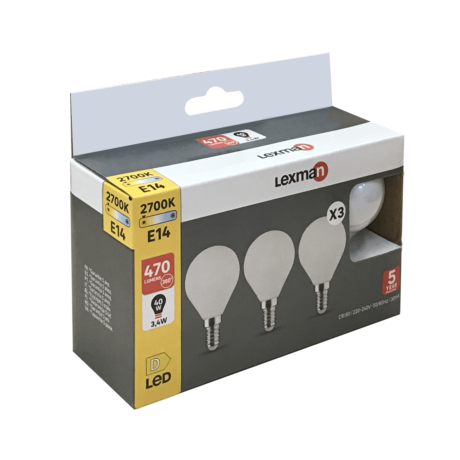 Bricocenter 3 LED BULBS E14=40W FROSTED SPHERE WARM LIGHT