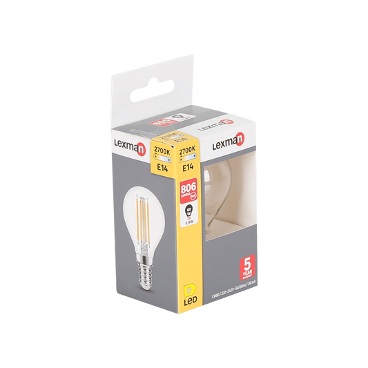 Bricocenter LED BULB E14=60W SPHERE TRANSPARENT WARM LIGHT