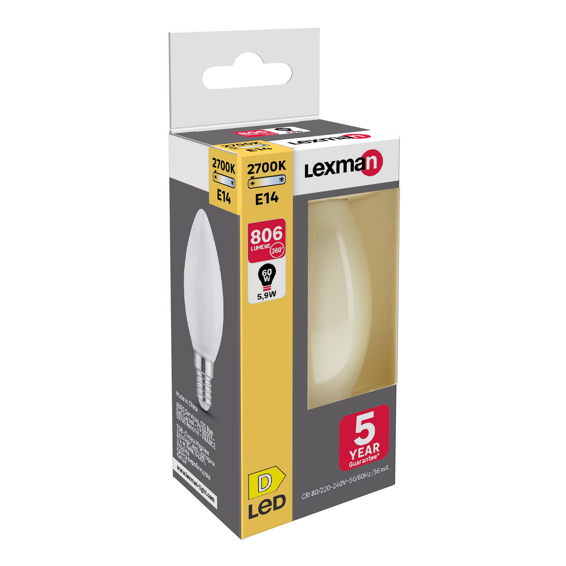 Bricocenter LED BULB E14=60W CANDLE FROSTED WARM LIGHT