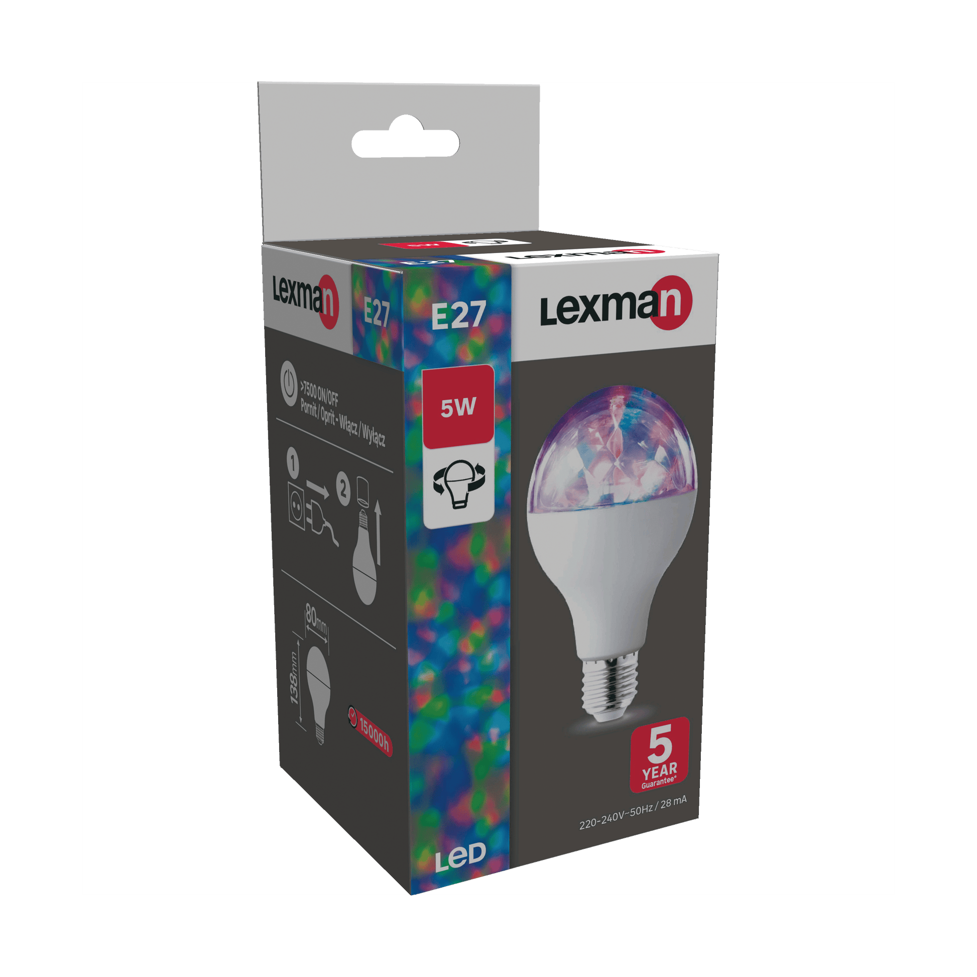 Bricocenter LED BULB E27=5W GLOBE MULTICOLOUR
