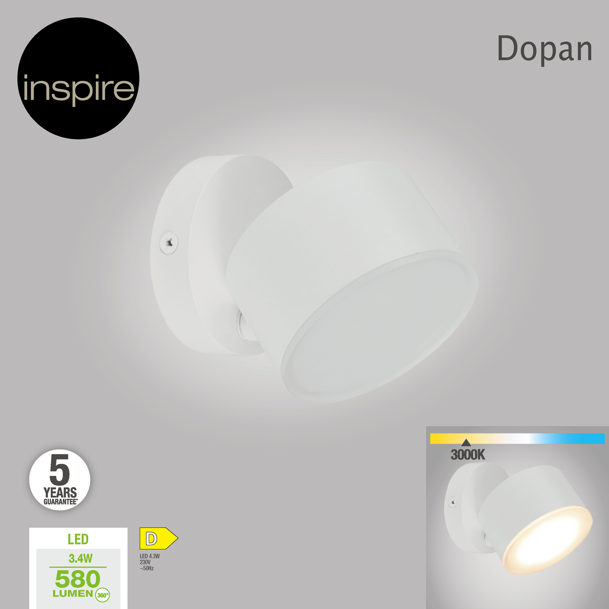 Bricocenter DOPAN ACRYLIC WHITE 7x6x7CM LED 5W WARM LIGHT FLOOR LIGHT