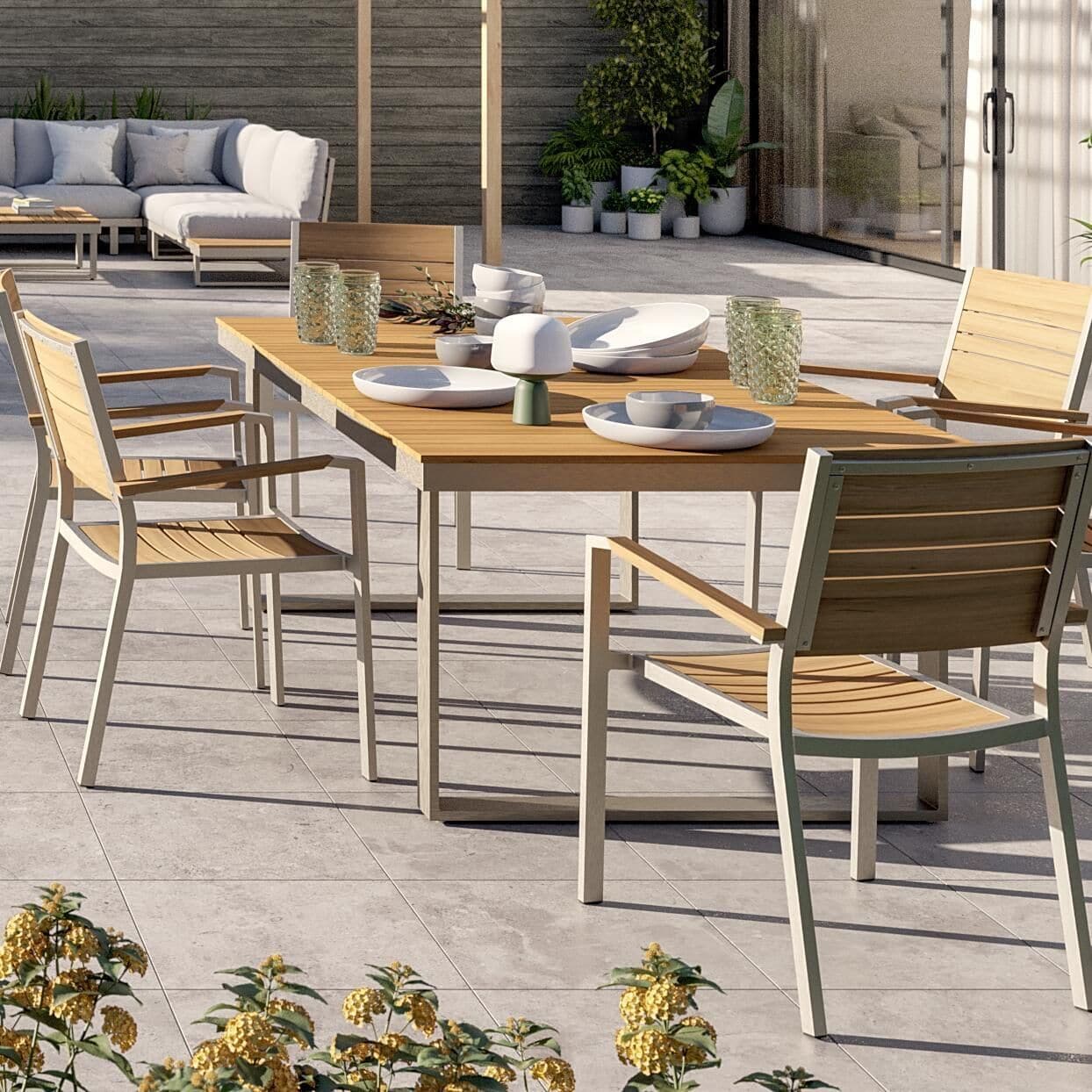 Bricocenter CHAIR WITH ARMRESTS MENORCA NATERIAL 57X55 ALUMINUM POLIWOOD
