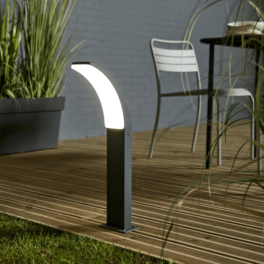 Bricocenter LAKKO GREY ALUMINIUM LAMPPOST 56X22X12CM LED 11W NATURAL LIGHT IP44