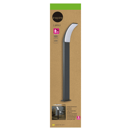 LAKKO - lamp aluminium grey 96x22x12cm LED 11W natural light IP44