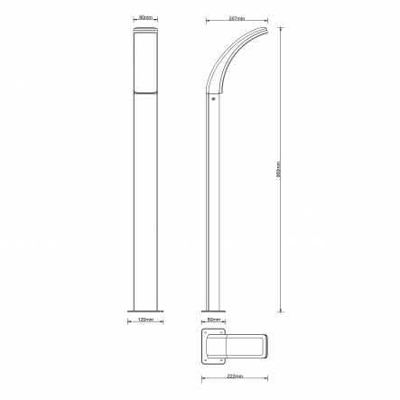 Bricocenter LAKKO - lamp aluminium grey 96x22x12cm LED 11W natural light IP44