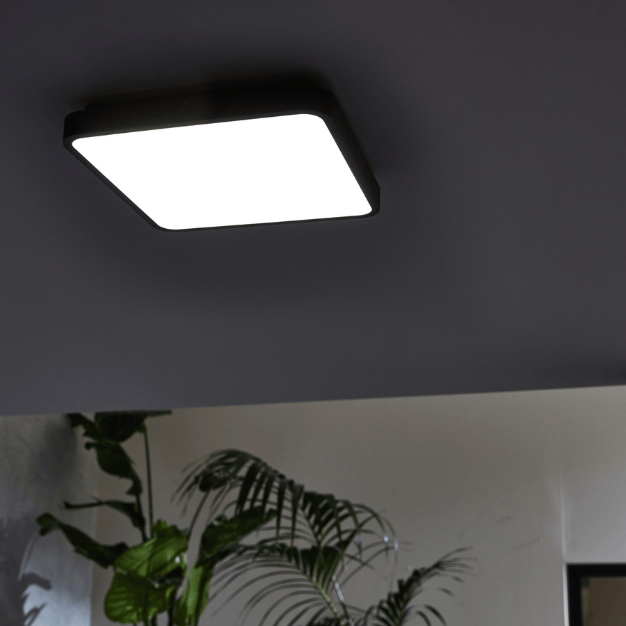 Bricocenter PONOCA ALUMINIUM CEILING LAMP BLACK 30X5X30CM LED 1800LM NATURAL LIGHT IP44