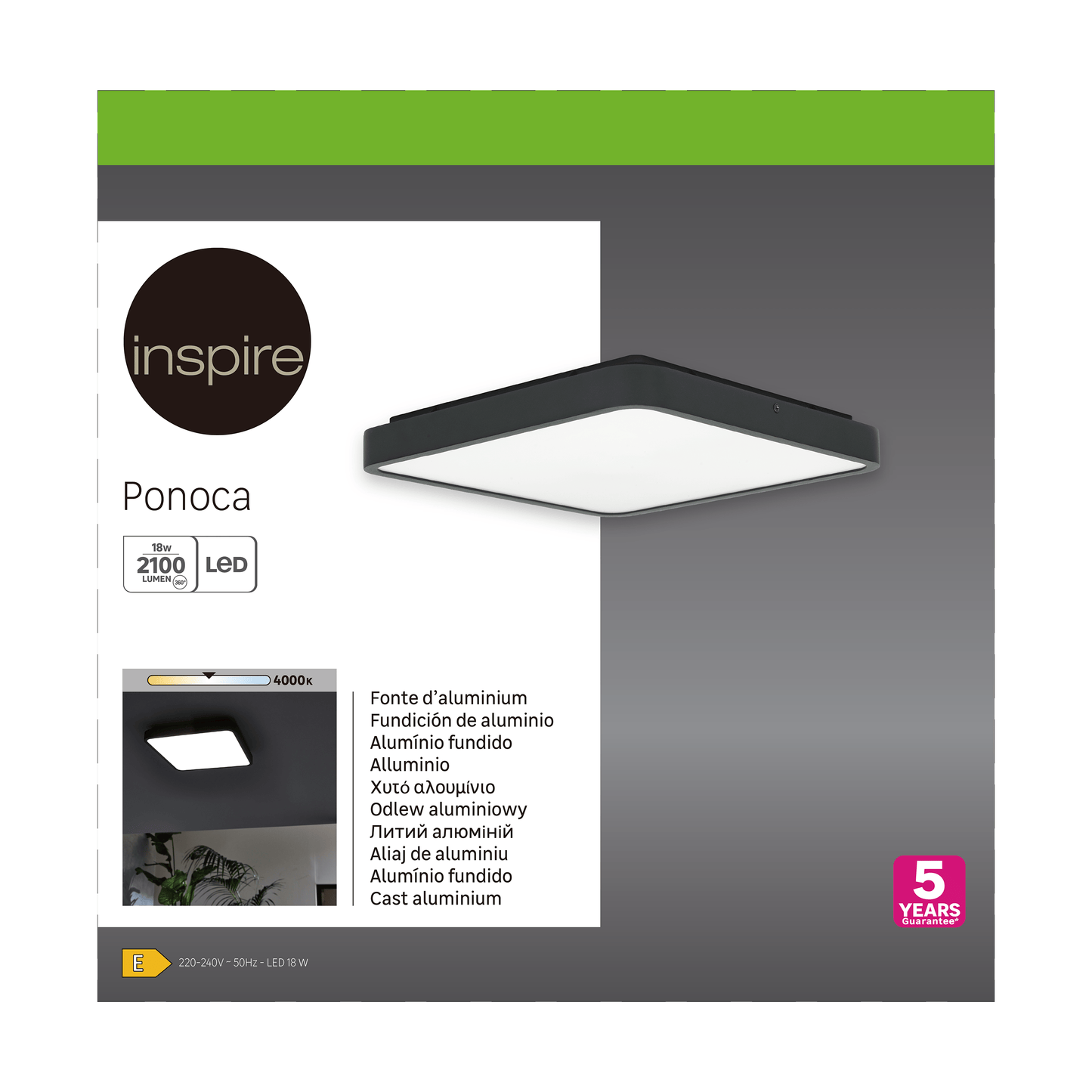Bricocenter PONOCA ALUMINIUM CEILING LAMP BLACK 30X5X30CM LED 1800LM NATURAL LIGHT IP44