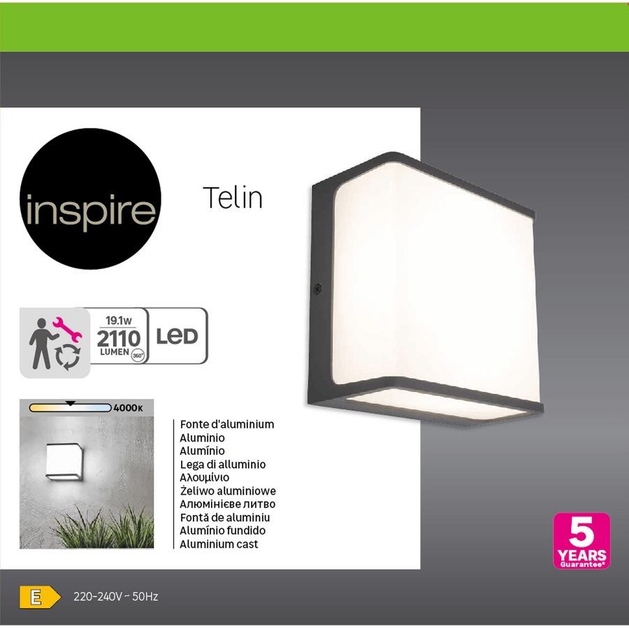 Bricocenter TELIN ALUMINIUM WALL LIGHT SILVER 15X8X15 CM LED 14.5W NATURAL LIGHT IP54