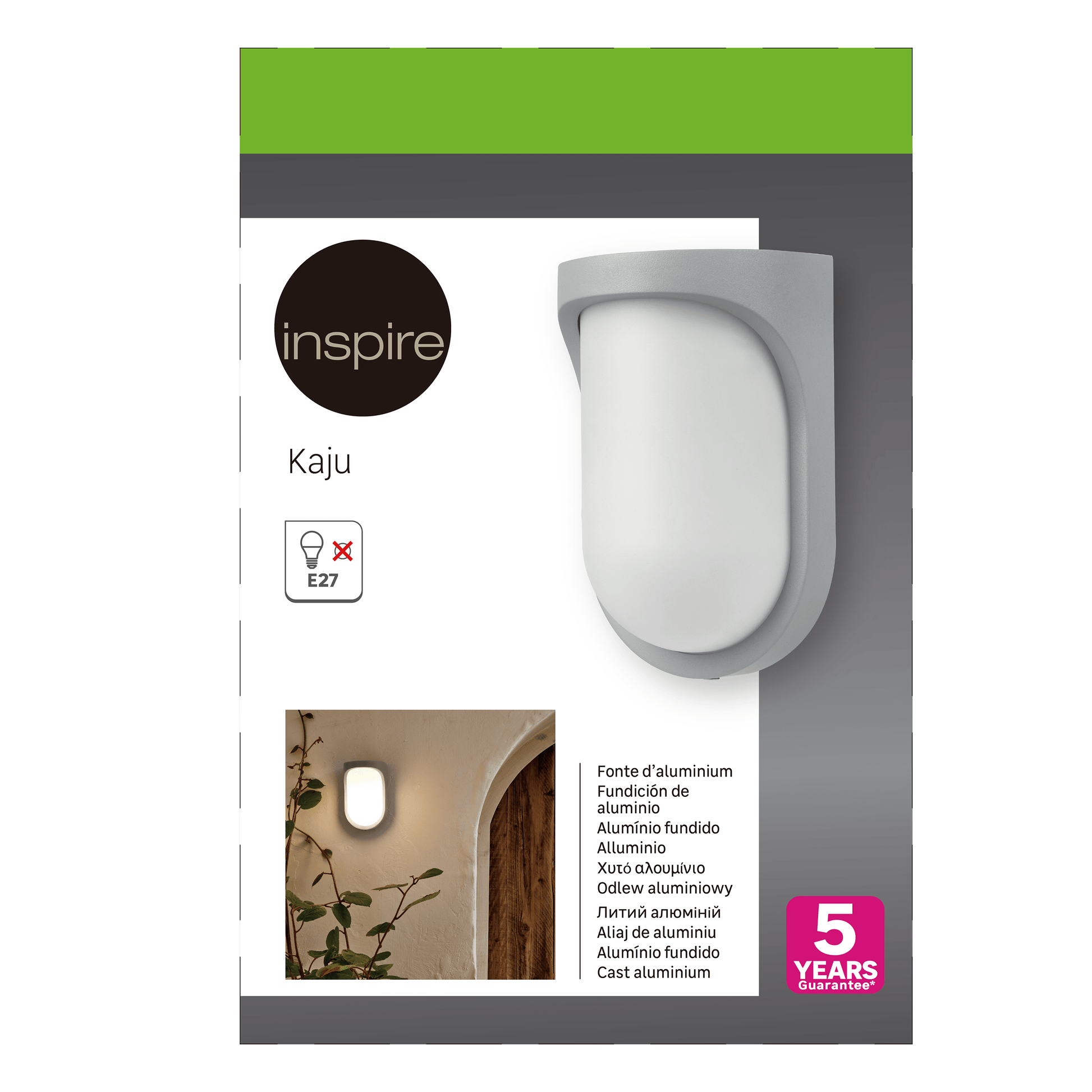 Bricocenter WALL LIGHT KAJU PLASTIC GREY 12X9.3X18 E27 25W IP44