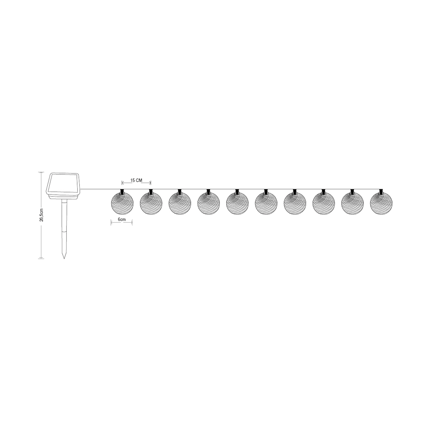 Bricocenter HINU SOLAR GARLAND 10 BALLS 3.4 M 20 LUMENS IP44