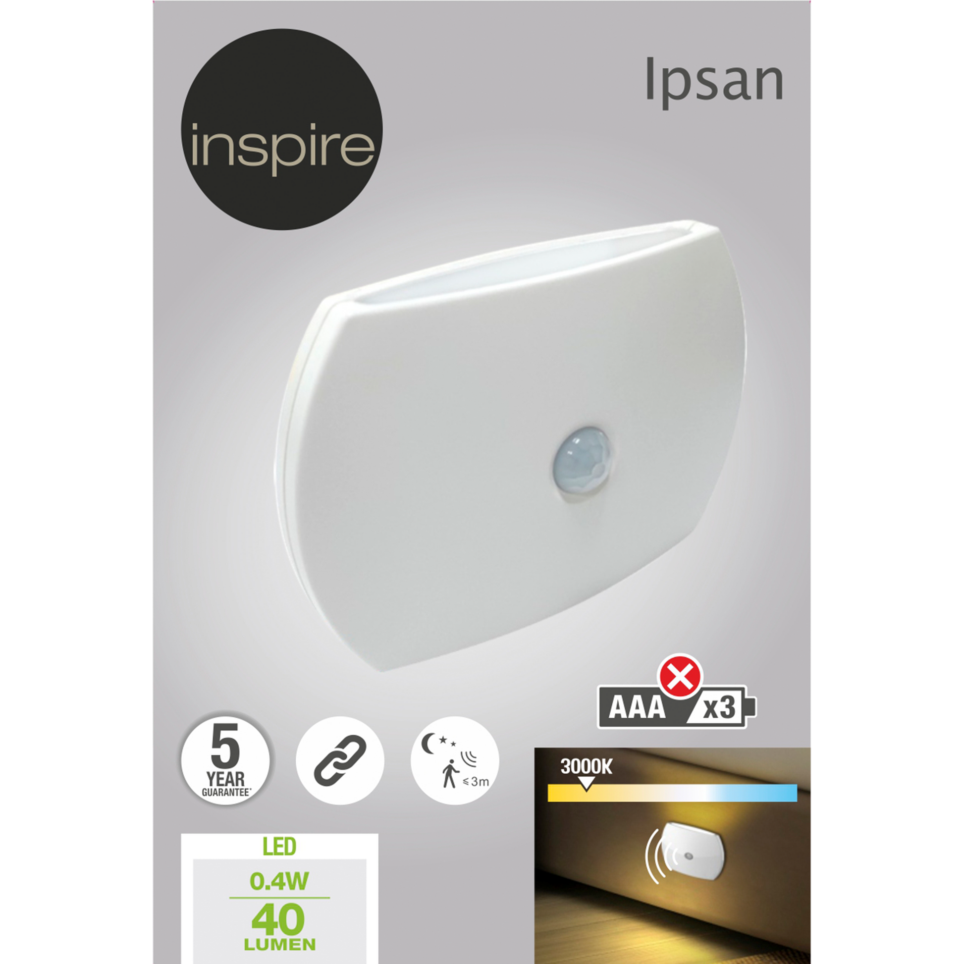 IPSAN PLASTIC MARKER WHITE 10CM LED 40LM WARM LIGHT WITH MOTION SENSOR - best price from Maltashopper.com BR420006838