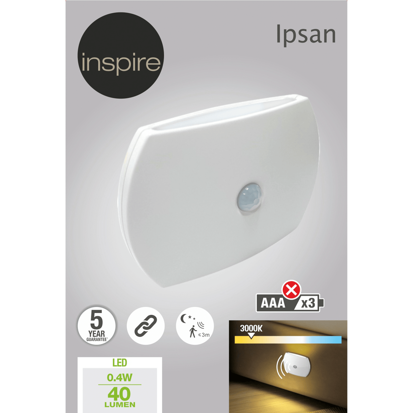 Bricocenter IPSAN PLASTIC MARKER WHITE 10CM LED 40LM WARM LIGHT WITH MOTION SENSOR