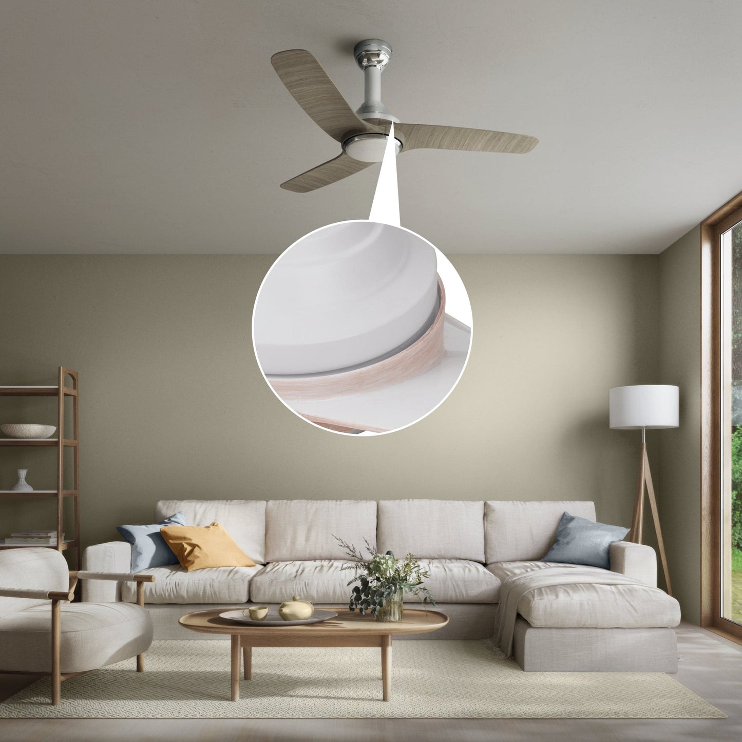 GANDIA CEILING FAN 3 BLADES D132 CCT DIMM METAL CHROME AND GREY PLASTIC