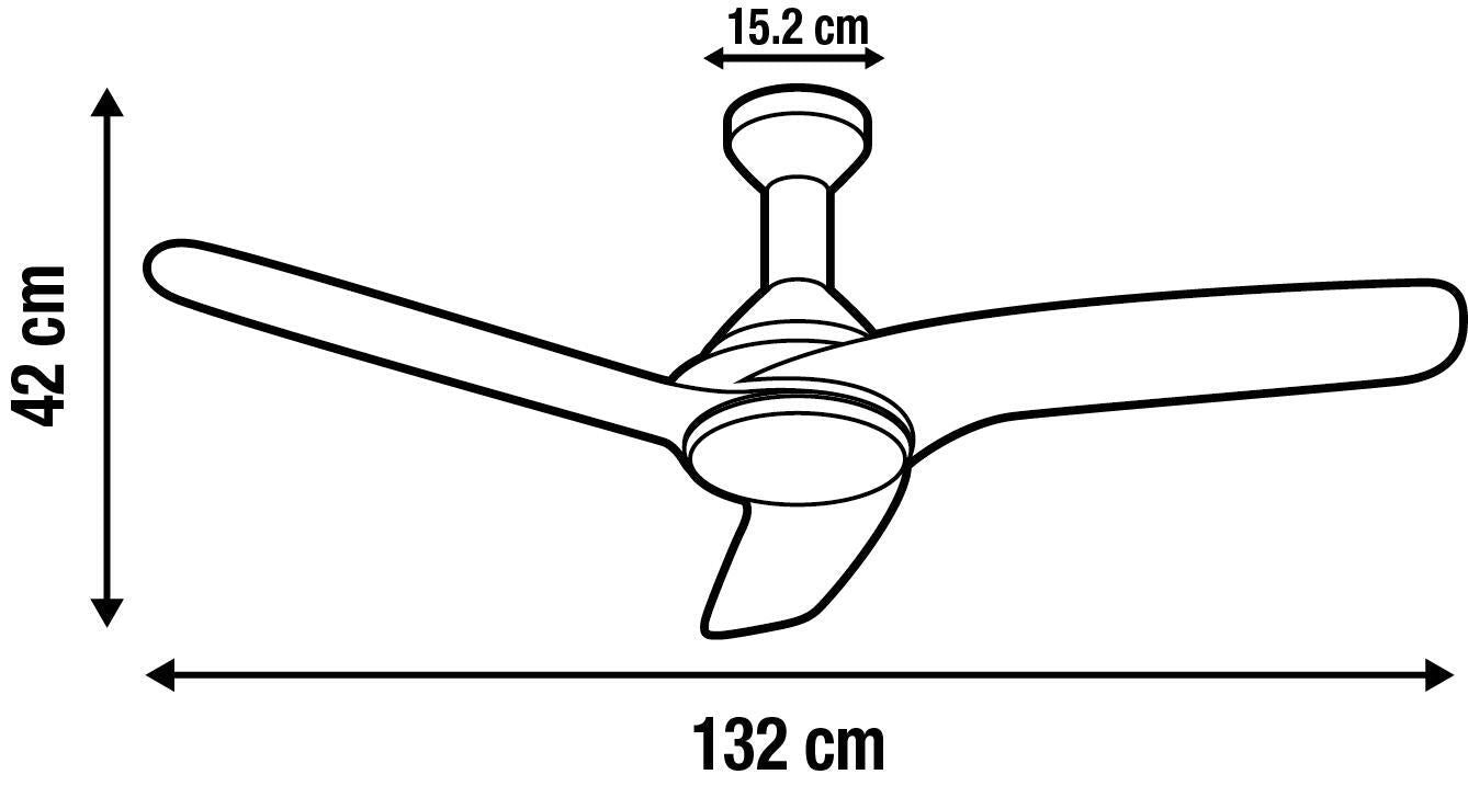 Bricocenter GANDIA CEILING FAN 3 BLADES D132 CCT DIMM METAL CHROME AND GREY PLASTIC