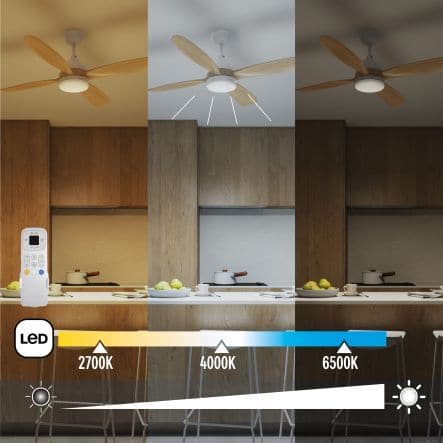 CEILING FAN CALPE WOOD AND PLASTIC 122CM LED 2000LM 4 BLADES CCT DIMMABLE