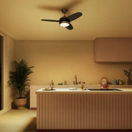 Bricocenter CEILING FAN VILLAR WOOD BLACK D106 CM LED 2000LM 3 BLADES CCT DIMMABLE