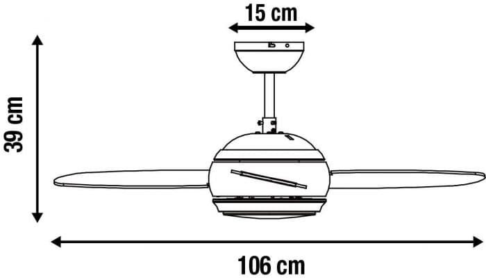 CEILING FAN VILLAR WOOD BLACK D106 CM LED 2000LM 3 BLADES CCT DIMMABLE